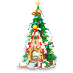 JAKI JK5128 Christmas Elf Tree House Hand Rotating Music Box