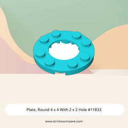 Plate, Round 4 x 4 With 2 x 2 Hole #11833 - 322-Medium Azure