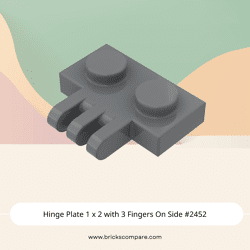 Hinge Plate 1 x 2 with 3 Fingers On Side #2452 - 199-Dark Bluish Gray