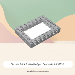 Technic Brick 6 x 8 with Open Center 4 x 6  #32532 - 194-Light Bluish Gray