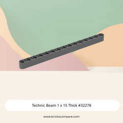 Technic Beam 1 x 15 Thick #32278  - 199-Dark Bluish Gray