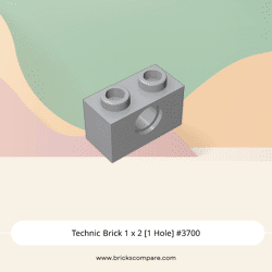 Technic Brick 1 x 2 [1 Hole] #3700 - 194-Light Bluish Gray