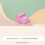 Brick Curved 1 x 2 x 1 1/3 with Curved Top #6091  - 222-Bright Pink