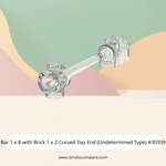 Bar 1 x 8 with Brick 1 x 2 Curved Top End (Undetermined Type) #30359  - 40-Trans-Clear