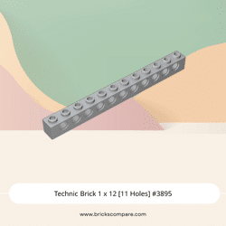 Technic Brick 1 x 12 [11 Holes] #3895 - 194-Light Bluish Gray