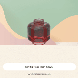 Minifig Head Plain #3626 - 41-Trans-Red