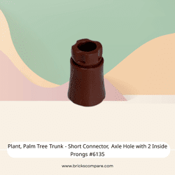Plant, Palm Tree Trunk - Short Connector, Axle Hole with 2 Inside Prongs #6135 - 192-Reddish Brown
