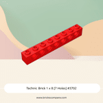 Technic Brick 1 x 8 [7 Holes] #3702 - 21-Red