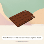 Plate, Modified 4 x 6 With Trap Door Hinge (Long Pins) #92099 - 192-Reddish Brown