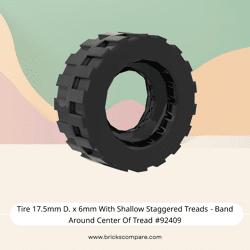Tire 17.5mm D. x 6mm With Shallow Staggered Treads - Band Around Center Of Tread #92409 - 26-Black
