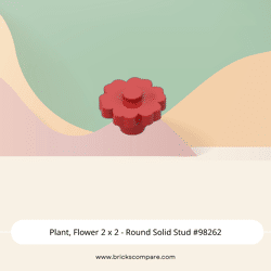 Plant, Flower 2 x 2 - Round Solid Stud #98262 - 21-Red