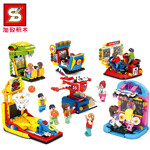 SY 5302C Competitive e-games 6 extremely fast cars, dinosaur shooting, motorcycle racing, space rockers, dance machines, shooting machines