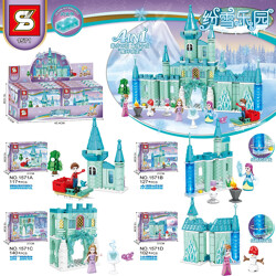 SY 1571 Snowy Paradise: Magic Castle 4in1 Sleigh Adventure, Crystal Castle, City Gate Fountain, Ice and Snow Building