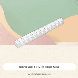 Technic Brick 1 x 12 [11 Holes] #3895 - 1-White