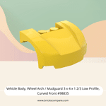 Vehicle Body, Wheel Arch / Mudguard 3 x 4 x 1 2/3 Low Profile, Curved Front #98835 - 24-Yellow