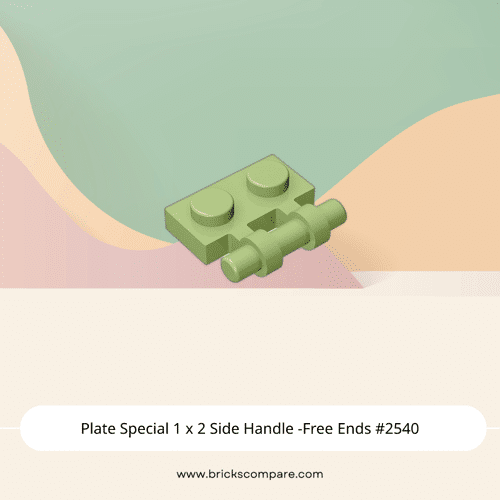 Plate Special 1 x 2 Side Handle -Free Ends #2540 - 330-Olive Green