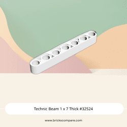 Technic Beam 1 x 7 Thick #32524 - 1-White