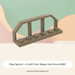 Plate Special 1 x 6 with Train Wagon End Fence #6583 - 138-Dark Tan