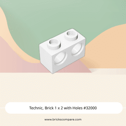 Technic, Brick 1 x 2 with Holes #32000 - 1-White