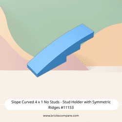 Slope Curved 4 x 1 No Studs - Stud Holder with Symmetric Ridges #11153  - 102-Medium Blue