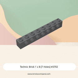 Technic Brick 1 x 8 [7 Holes] #3702 - 199-Dark Bluish Gray