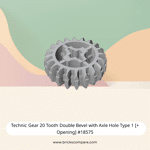 Technic Gear 20 Tooth Double Bevel with Axle Hole Type 1 [+ Opening] #18575 - 194-Light Bluish Gray