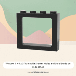 Window 1 x 4 x 3 Train with Shutter Holes and Solid Studs on Ends #6556 - 26-Black