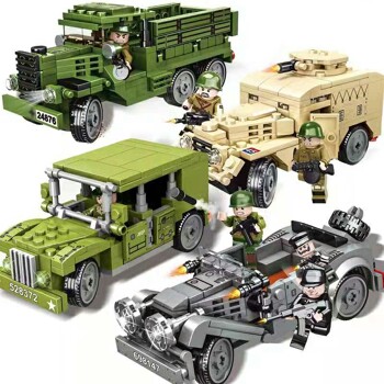 MEILIAN 98027 Frontline of the war: Soviet armored vehicles-CS9, American cars-WO, German cars-170VK, Soviet ZIS-truck