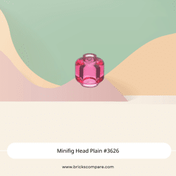 Minifig Head Plain #3626 - 113-Trans-Dark Pink