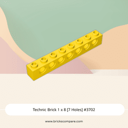 Technic Brick 1 x 8 [7 Holes] #3702 - 24-Yellow