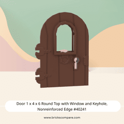 Door 1 x 4 x 6 Round Top with Window and Keyhole, Nonreinforced Edge #40241 - 192-Reddish Brown