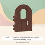 Door 1 x 4 x 6 Round Top with Window and Keyhole, Nonreinforced Edge #40241 - 192-Reddish Brown