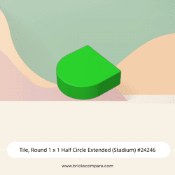 Tile, Round 1 x 1 Half Circle Extended (Stadium) #24246 - 37-Bright Green