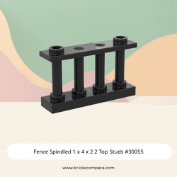 Fence Spindled 1 x 4 x 2 2 Top Studs #30055 - 26-Black