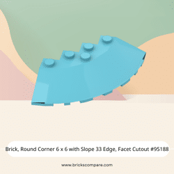 Brick, Round Corner 6 x 6 with Slope 33 Edge, Facet Cutout #95188 - 322-Medium Azure