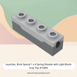 Launcher, Brick Special 1 x 4 Spring Shooter with Light Bluish Gray Top #15400 - 199-Dark Bluish Gray