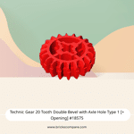 Technic Gear 20 Tooth Double Bevel with Axle Hole Type 1 [+ Opening] #18575 - 21-Red