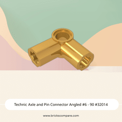 Technic Axle and Pin Connector Angled #6 - 90 #32014 - 297-Pearl Gold