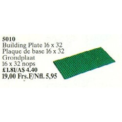 Lego 5010 Building Plate 16 x 32 Green