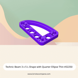 Technic Beam 3 x 5 L-Shape with Quarter Ellipse Thin #32250 - 268-Dark Purple