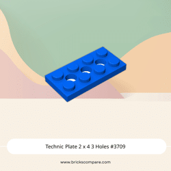 Technic Plate 2 x 4 3 Holes #3709 - 23-Blue