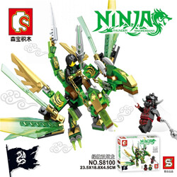 SY S8100 Ninja Dragon Family: Green Soul Double Skull Dragon