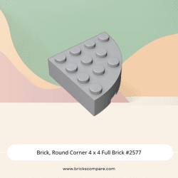 Brick, Round Corner 4 x 4 Full Brick #2577 - 194-Light Bluish Gray
