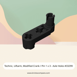 Technic, Liftarm, Modified Crank / Pin 1 x 3 - Axle Holes #33299  - 26-Black