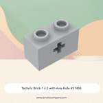 Technic Brick 1 x 2 with Axle Hole #31493 - 194-Light Bluish Gray