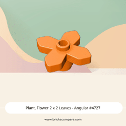 Plant, Flower 2 x 2 Leaves - Angular #4727 - 106-Orange