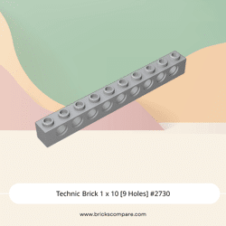 Technic Brick 1 x 10 [9 Holes] #2730 - 194-Light Bluish Gray