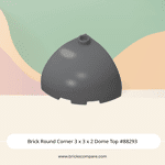Brick Round Corner 3 x 3 x 2 Dome Top #88293 - 199-Dark Bluish Gray