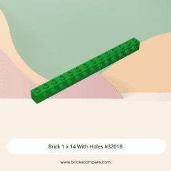Brick 1 x 14 With Holes #32018 - 28-Green