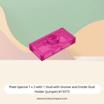 Plate Special 1 x 2 with 1 Stud with Groove and Inside Stud Holder (Jumper) #15573 - 113-Trans-Dark Pink